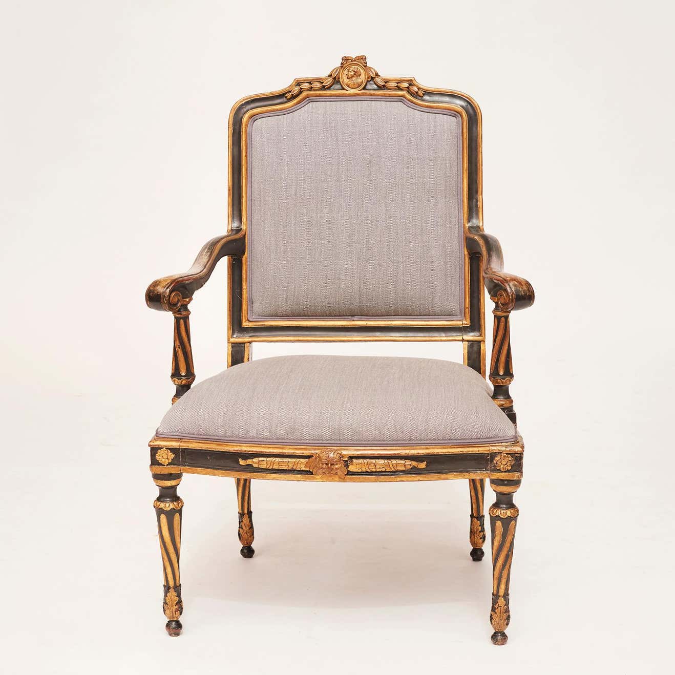 The Opulent Black and Gold Chair in Grey Luxury Fabric by Sidqa