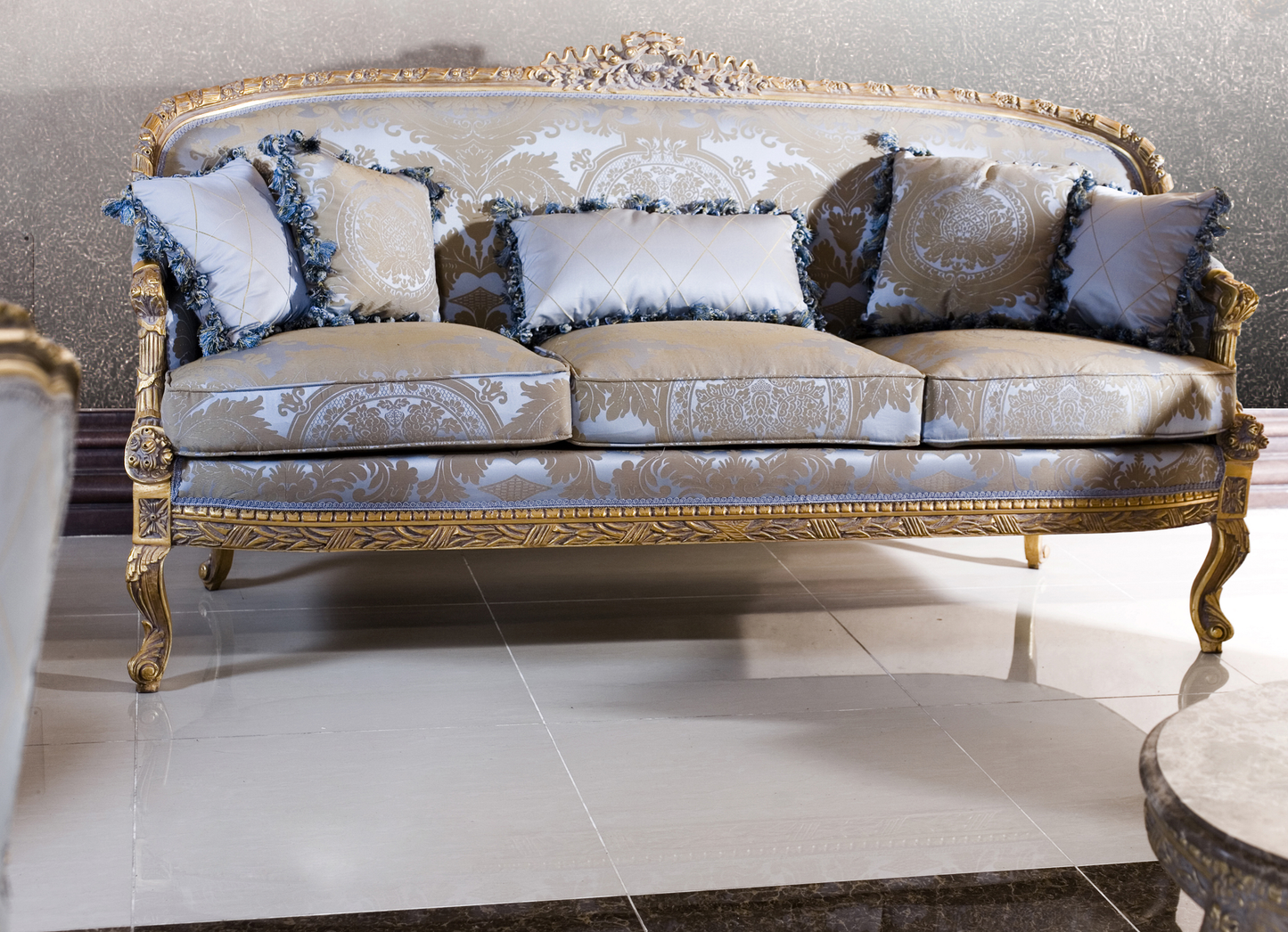 The Grandeur Royale Satin 7 Seater Sofa Set