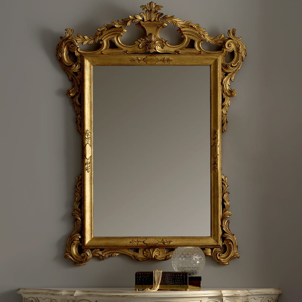 Sidqa Ivory Console and Antique Gold Mirror Set