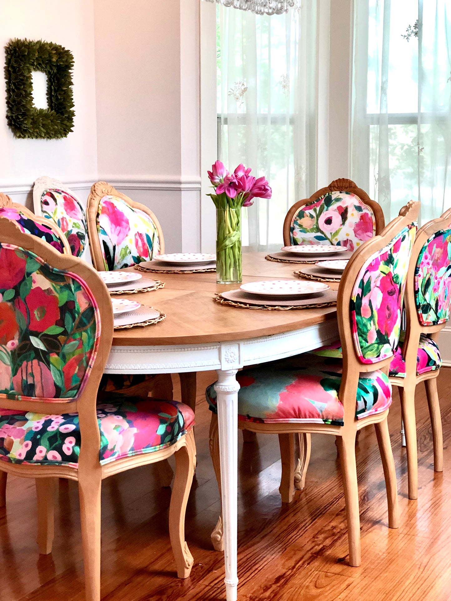 French Floral Dining Set 6-Seater