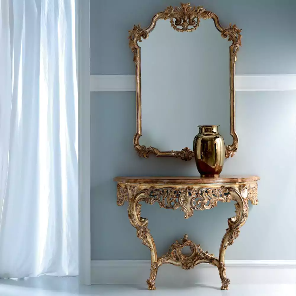 Gold Leaf Grand Console with Grand Mirror