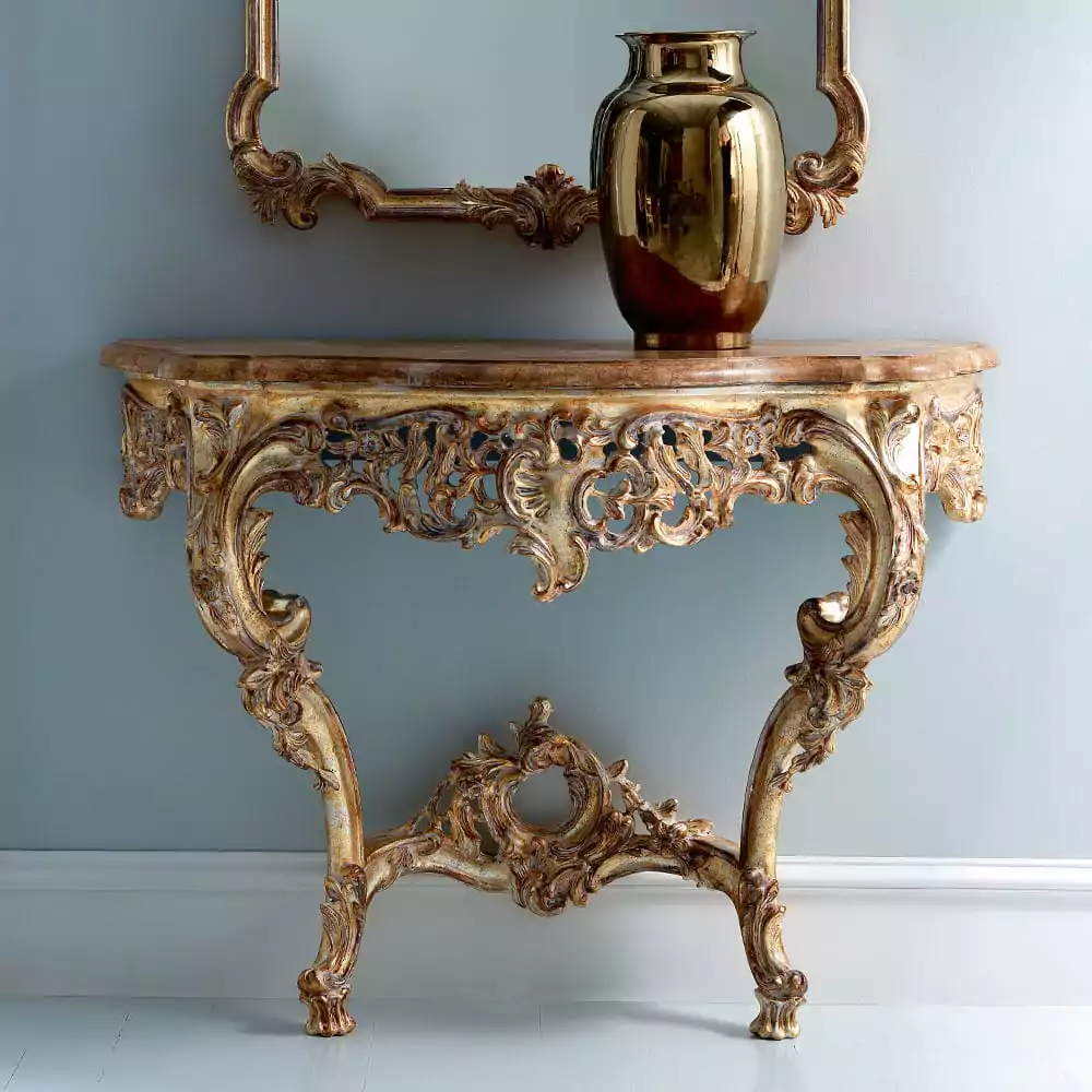 Gold Leaf Grand Console with Grand Mirror