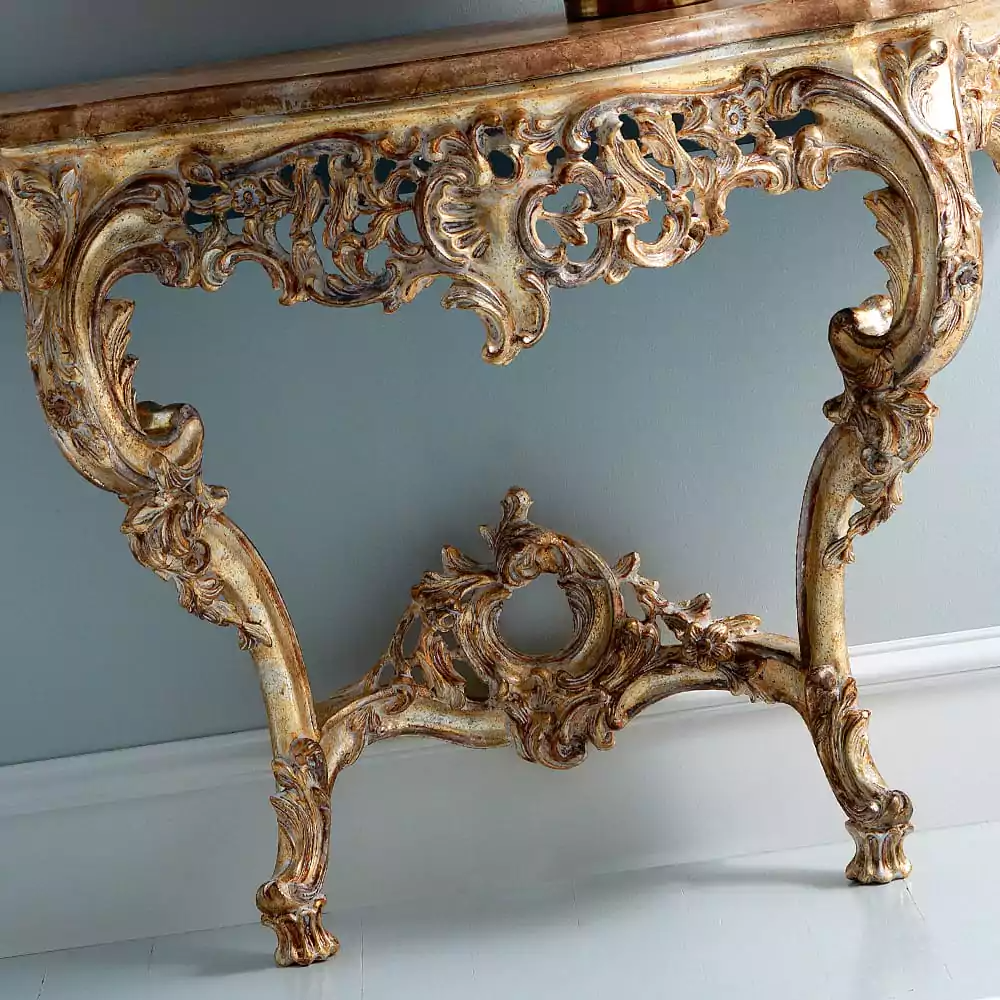 Gold Leaf Grand Console with Grand Mirror