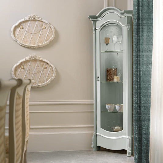 Sage Pastel Display Cabinet with Glass Shelves