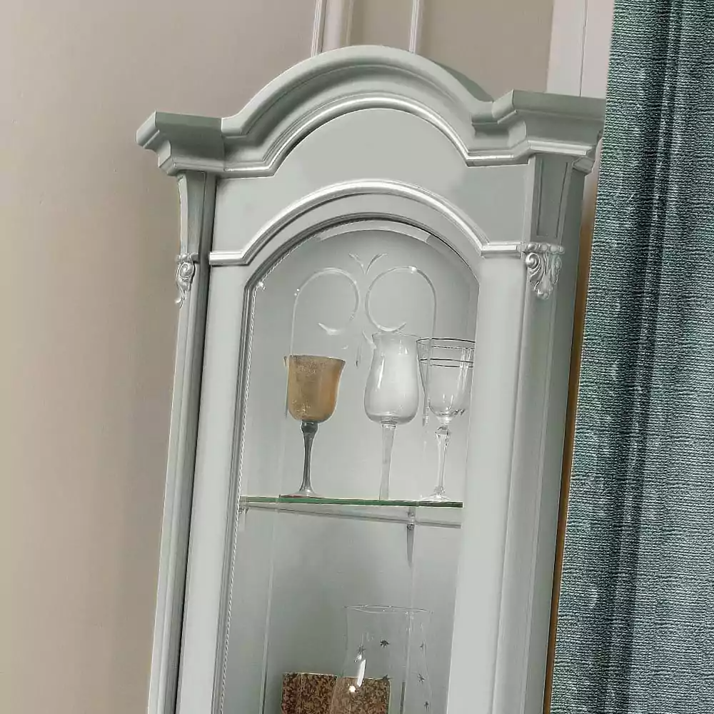 Sage Pastel Display Cabinet with Glass Shelves