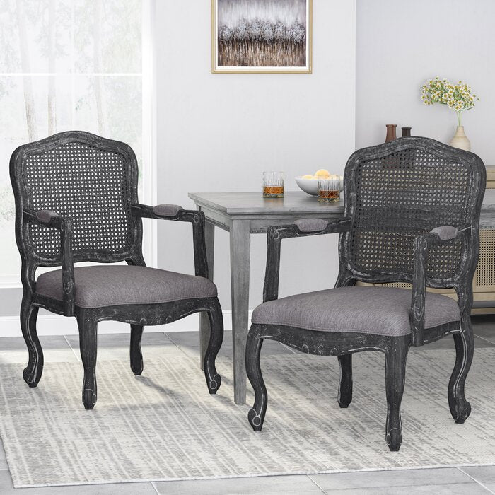 The Wide Cane Back Dining Chair Collection in Linen by Sidqa