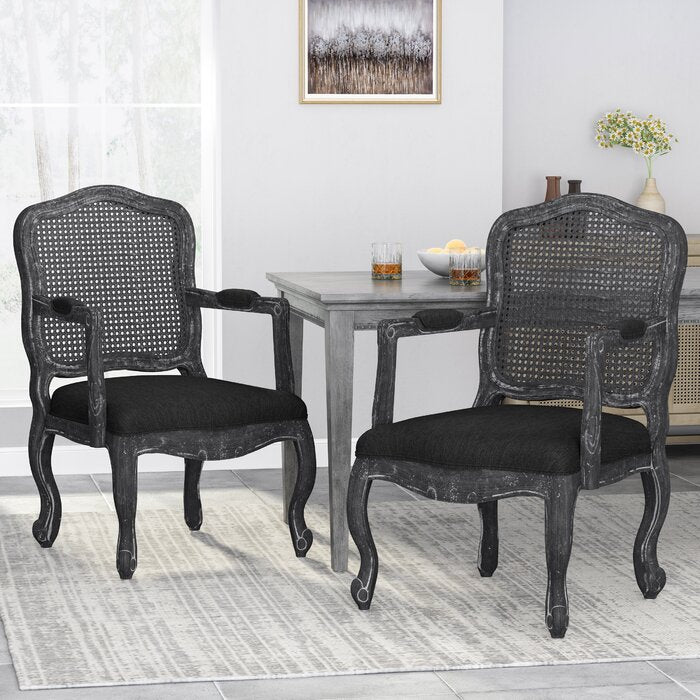 The Wide Cane Back Dining Chair Collection in Linen by Sidqa