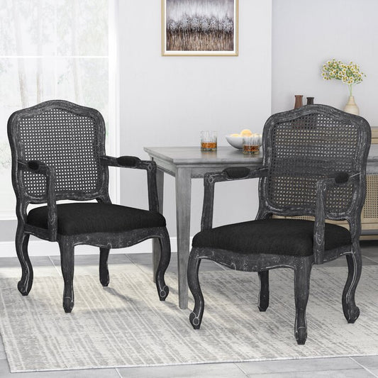 The Wide Cane Back Dining Chair Collection in Linen by Sidqa