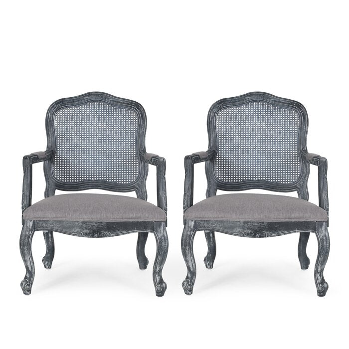 The Wide Cane Back Dining Chair Collection in Linen by Sidqa