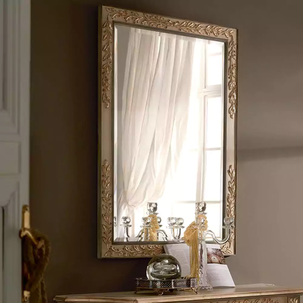 Sidqa Sandy French Finish Console and Rectangular Mirror Set