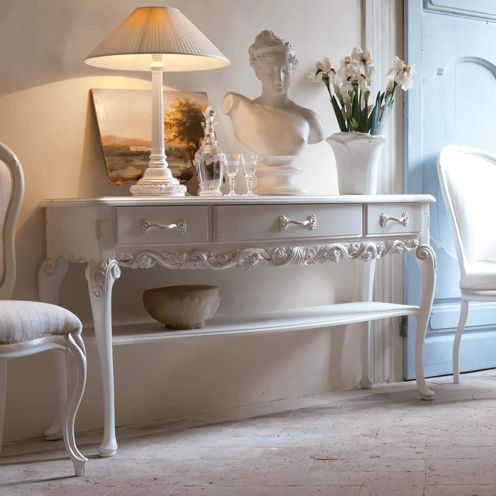 Sidqa Ivory Double Decker Console with Drawers