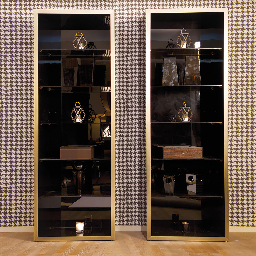 Mahogany Veneer Display Cabinet with Antique Gold Accents