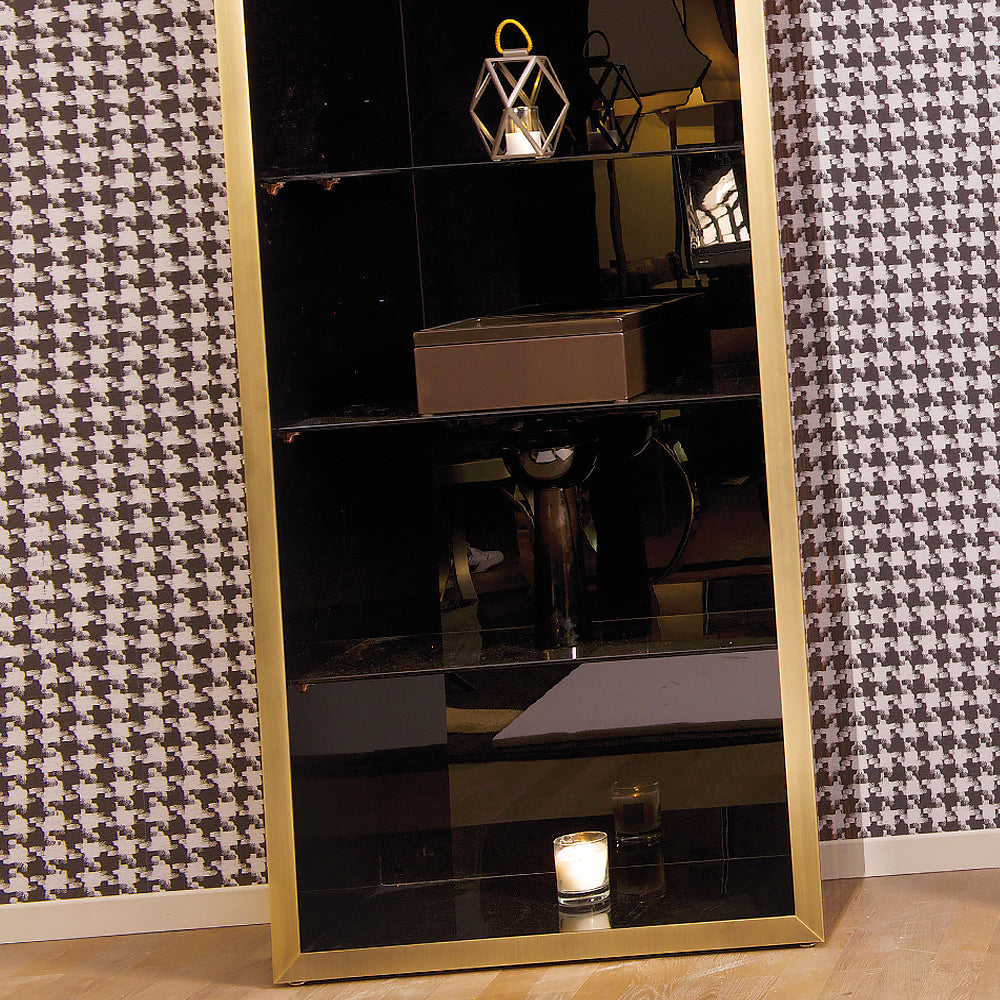 Mahogany Veneer Display Cabinet with Antique Gold Accents