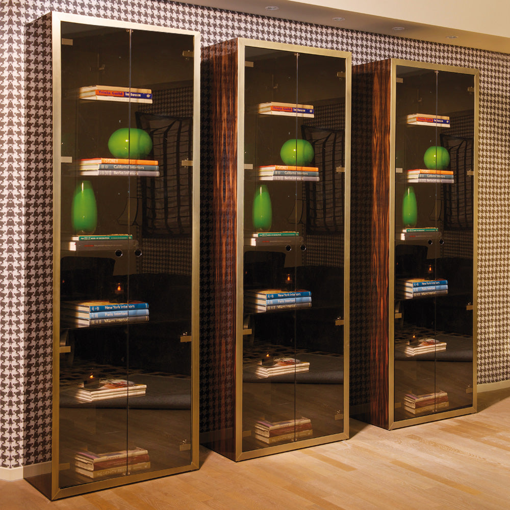 Mahogany Veneer Display Cabinet with Antique Gold Accents