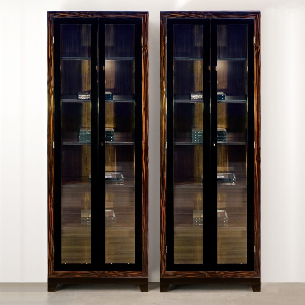 Brown Display Cabinet with Steel Mesh Doors