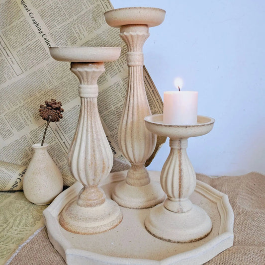 Rustic Elegance Candle Stand Trio