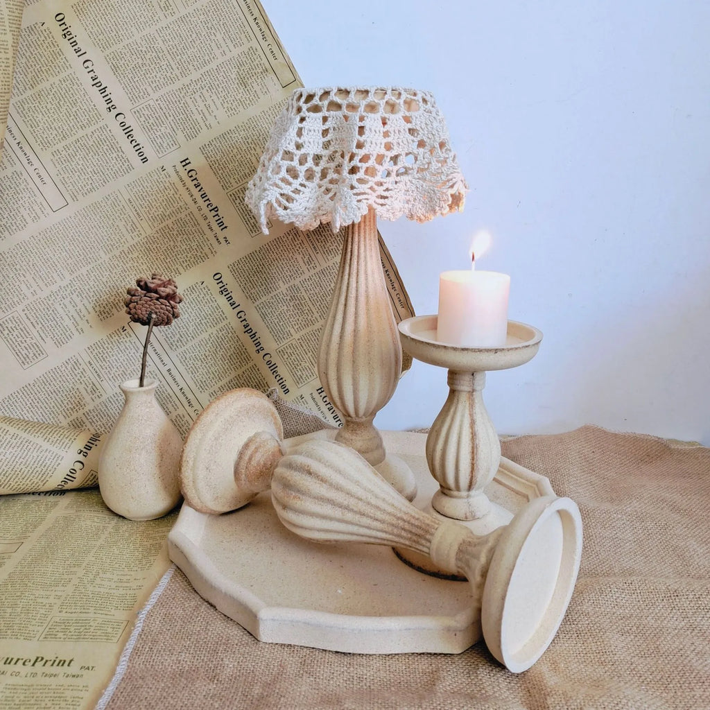 Rustic Elegance Candle Stand Trio