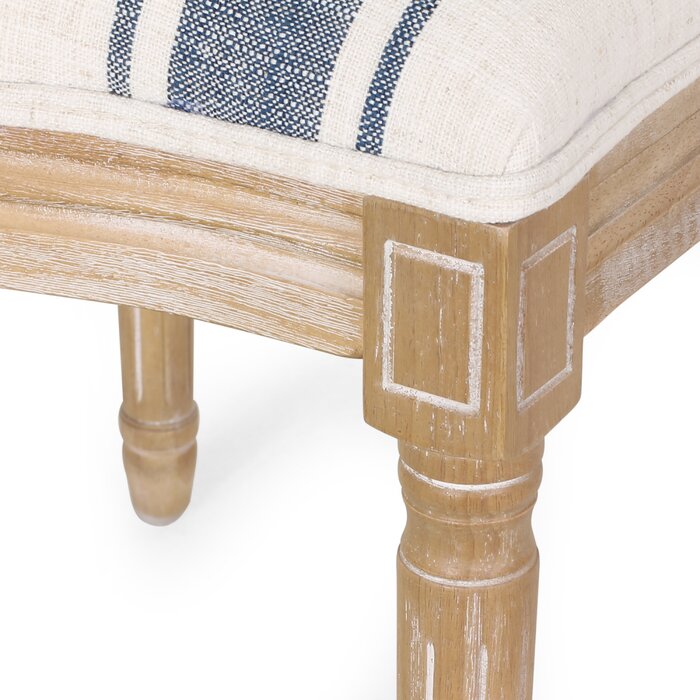 The Distressed Oval Chair in Beige with Blue Lines by Sidqa