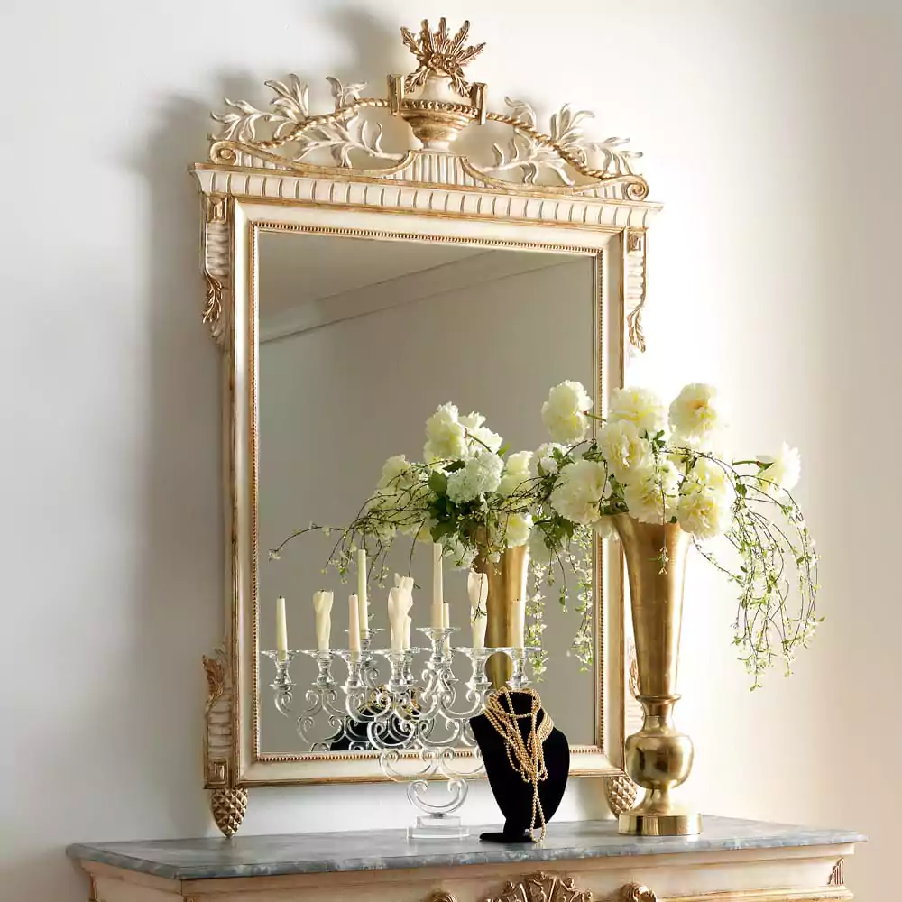 Sidqa Grand Ivory French Console and Mirror Set