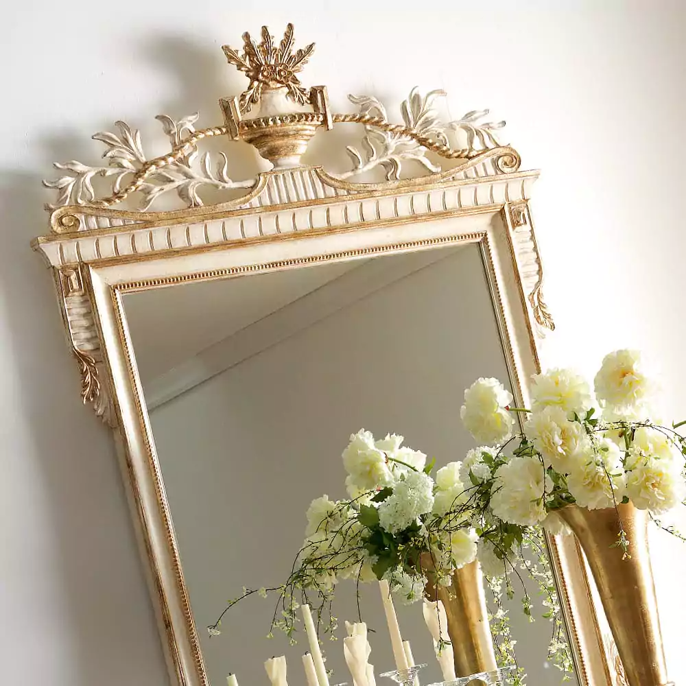 Sidqa Grand Ivory French Console and Mirror Set