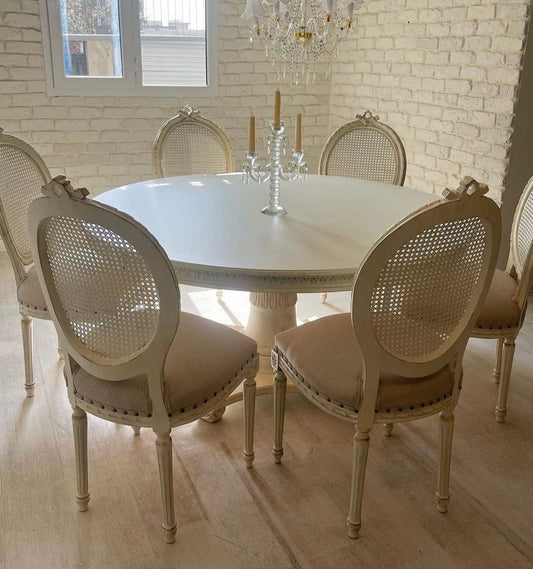 Sidqa French Blanc Round Dining Set