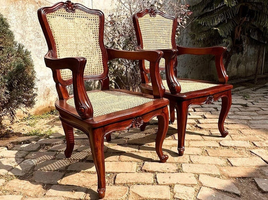 Sidqa Colonial Legacy 8-Seater Dining Set with Full Cane Work Chairs