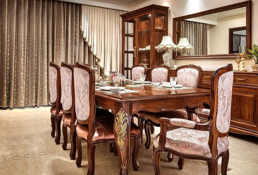 Sidqa Royal Majesty 8-Seater Dining Set with Mahogany Finish