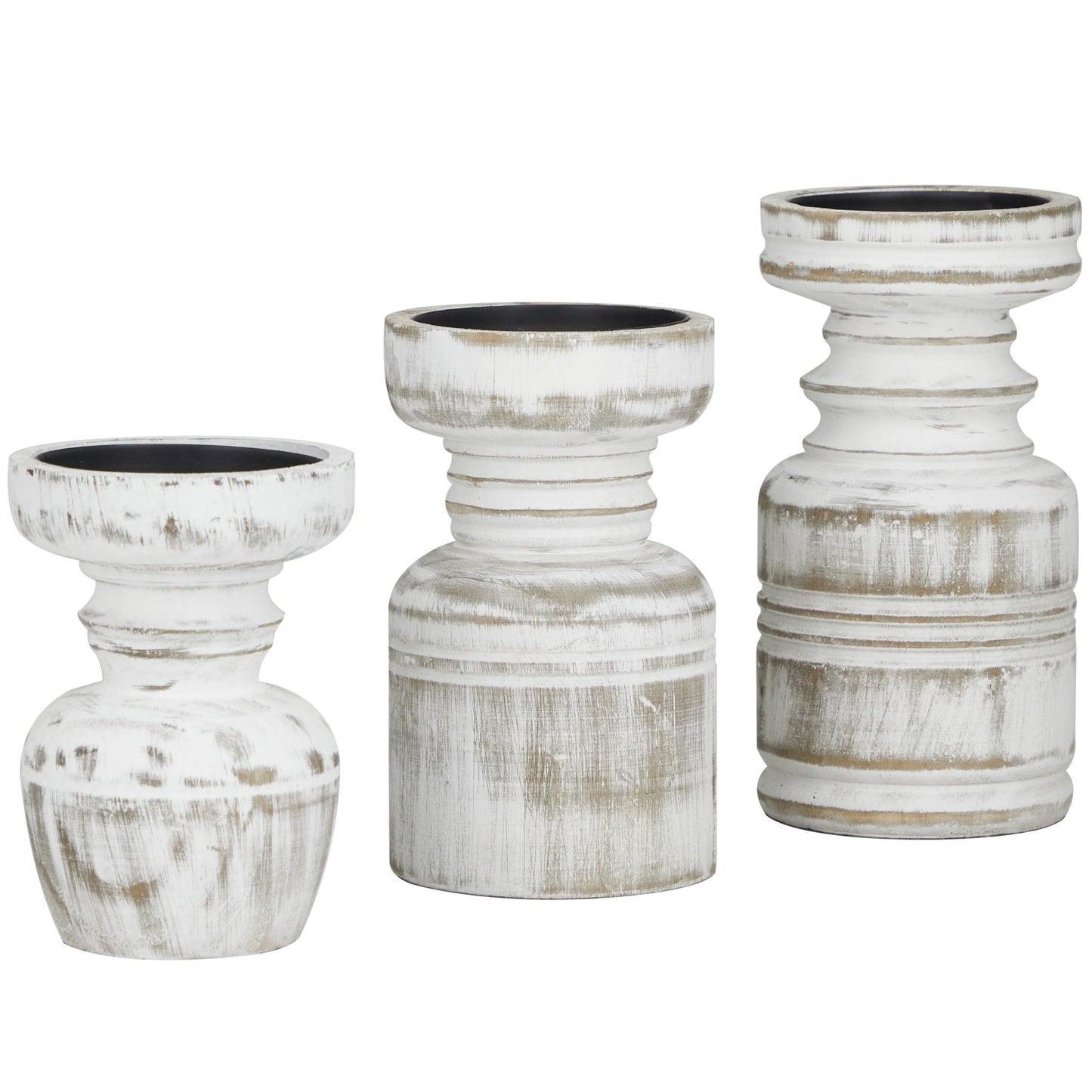 Distressed White Designer Candle Holders