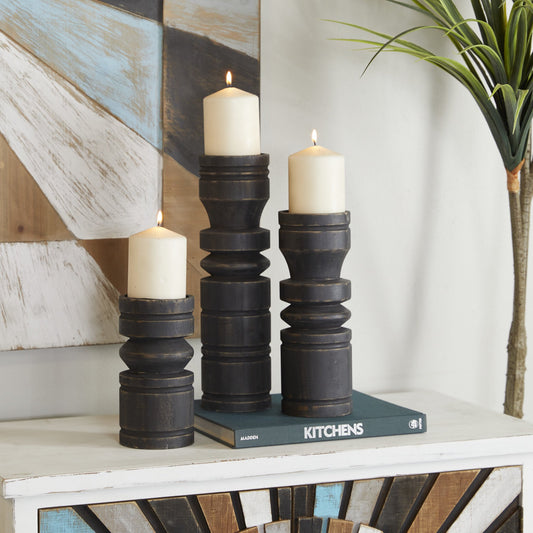 Noir Elegance Candle Holders