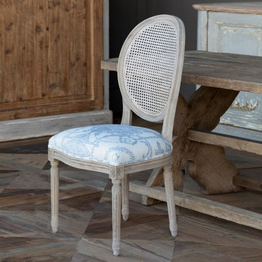 The Sky Blue Toile de Jouy Dining Chair by Sidqa