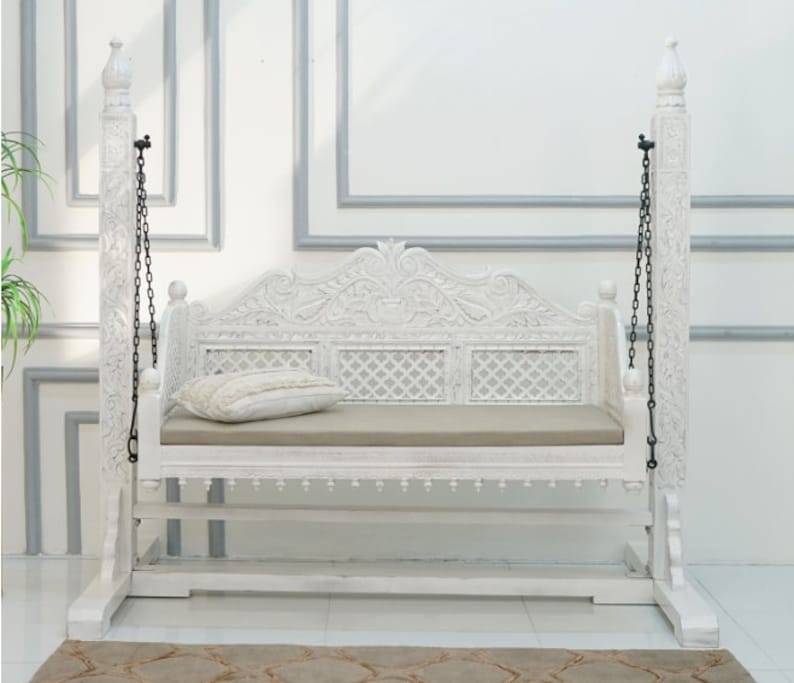 French White Carved Standalone Swing