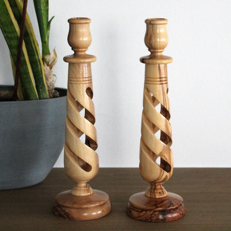 Twisted Spiral Candle Holders with Rose Top