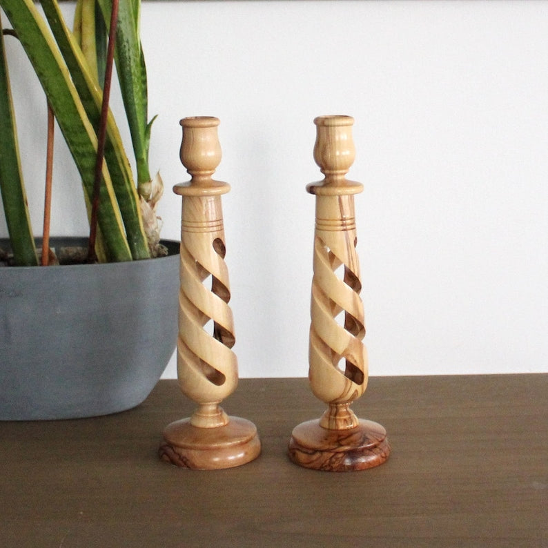 Twisted Spiral Candle Holders with Rose Top