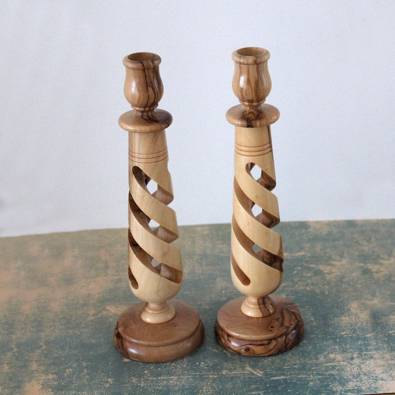 Twisted Spiral Candle Holders with Rose Top