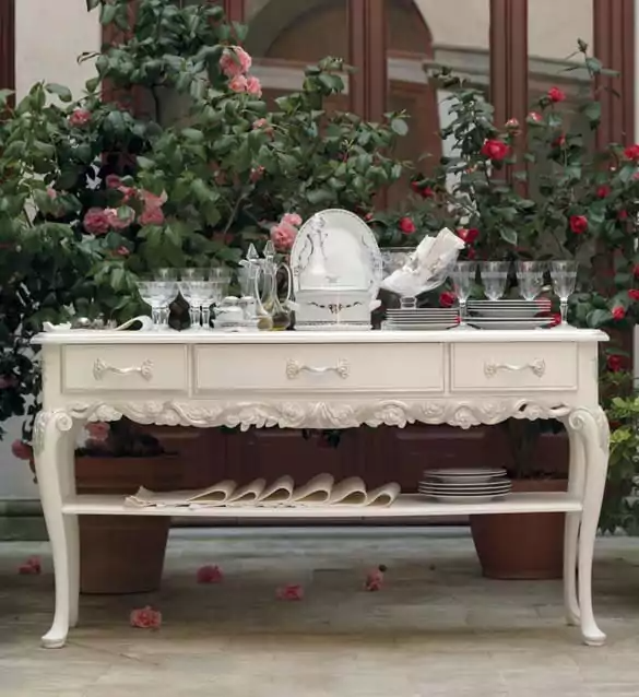 Sidqa Ivory Double Decker Console with Drawers