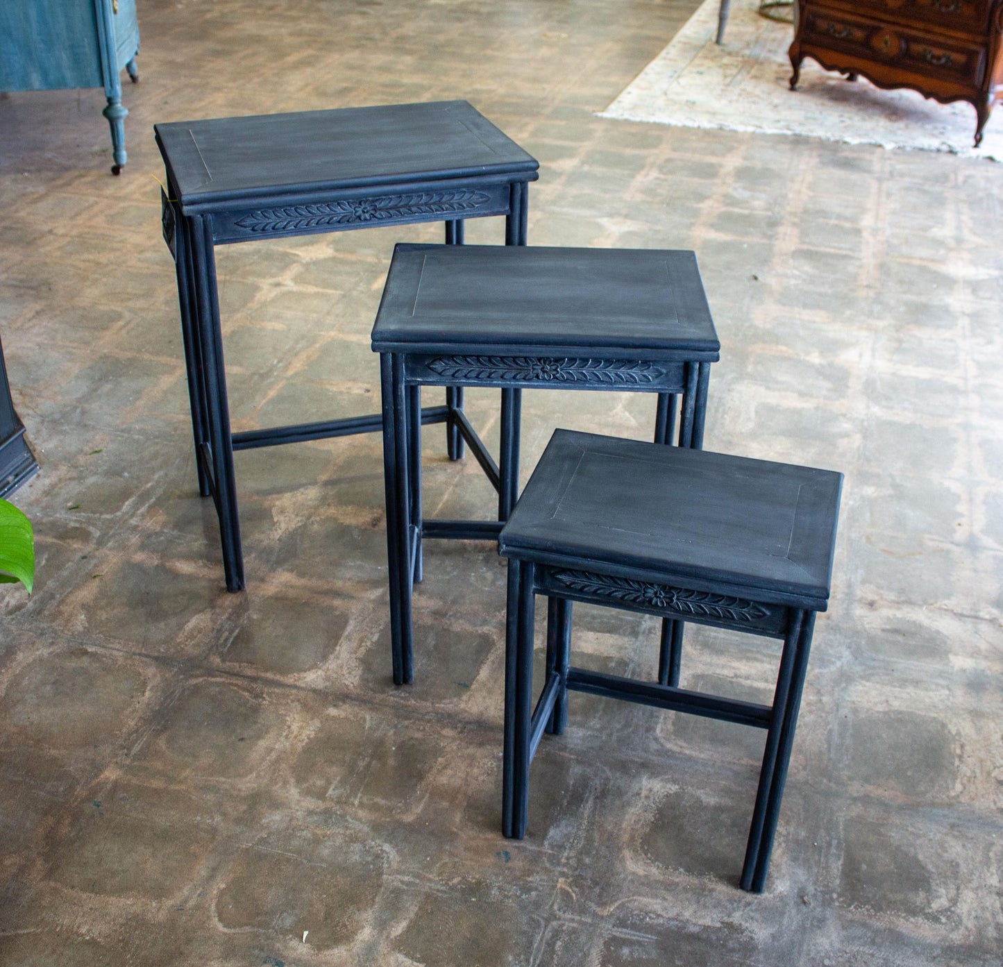 Blue French Nesting Tables Set