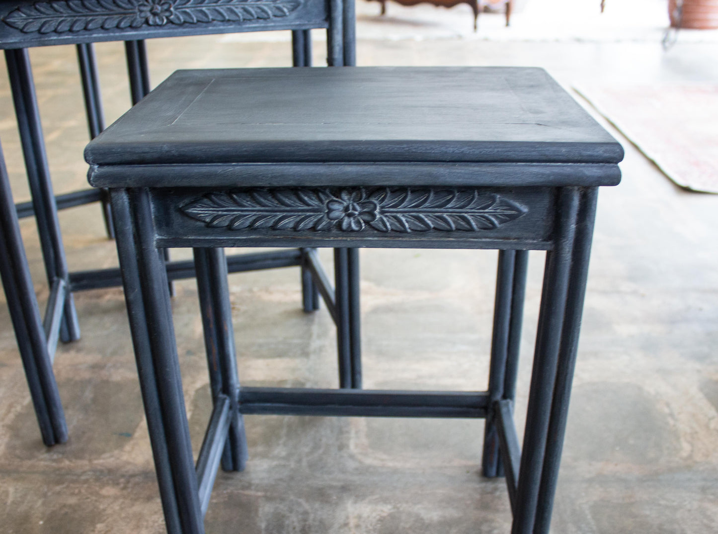 Blue French Nesting Tables Set