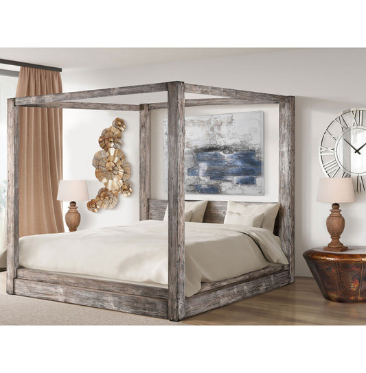 Sidqa Rustic Low Canopy Bed with Zen Pole Design