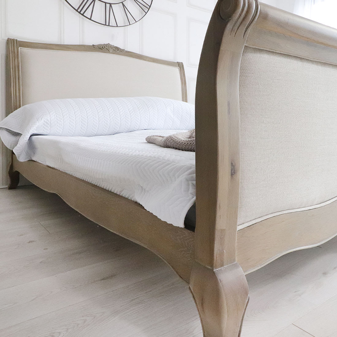 Sidqa Modern Harmony Bed with Distressed French Finish